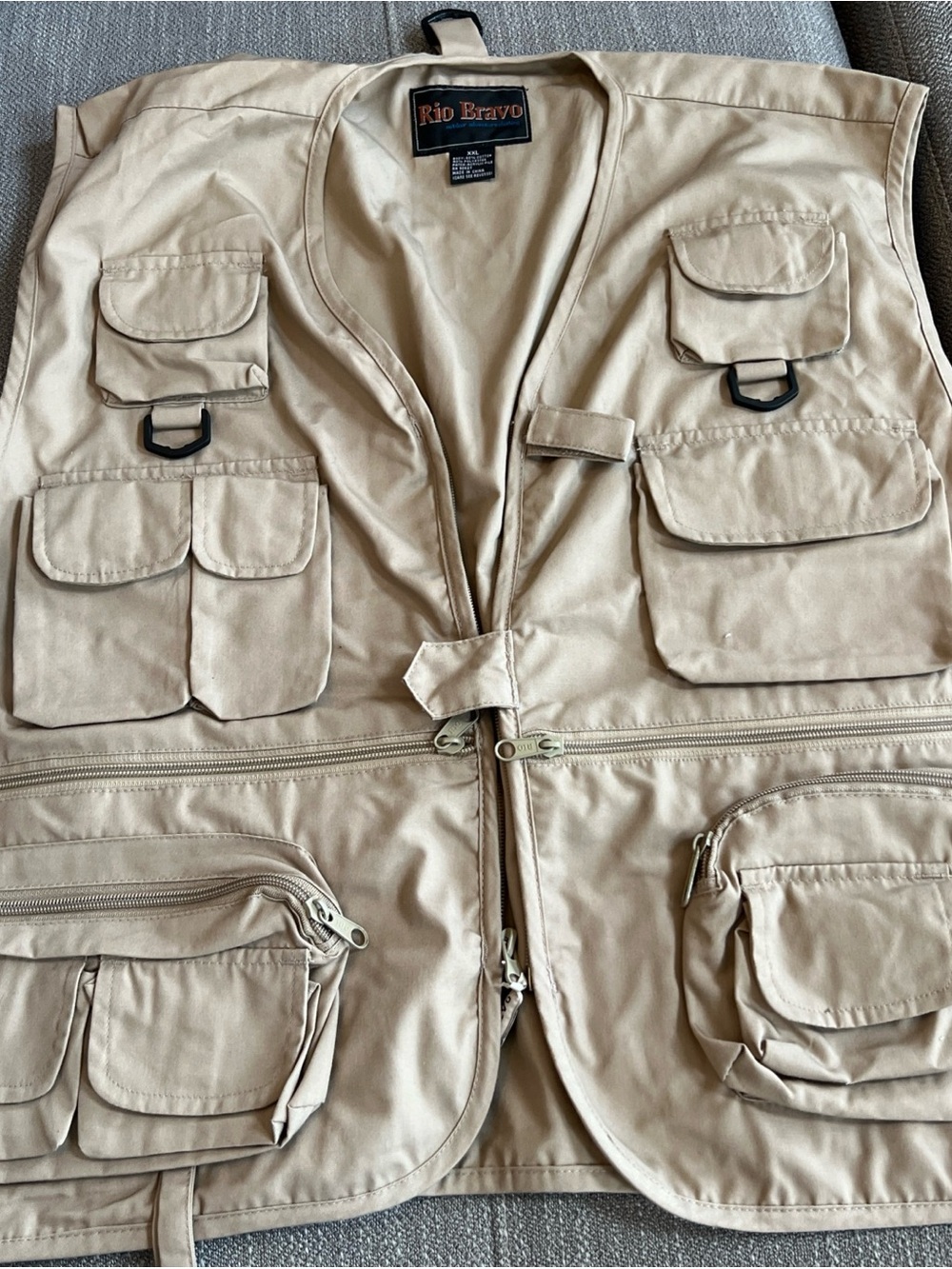 Rio Bravo Fly Fishing Vest Khaki Outdoor Adventure Size XXL Multiple Pockets